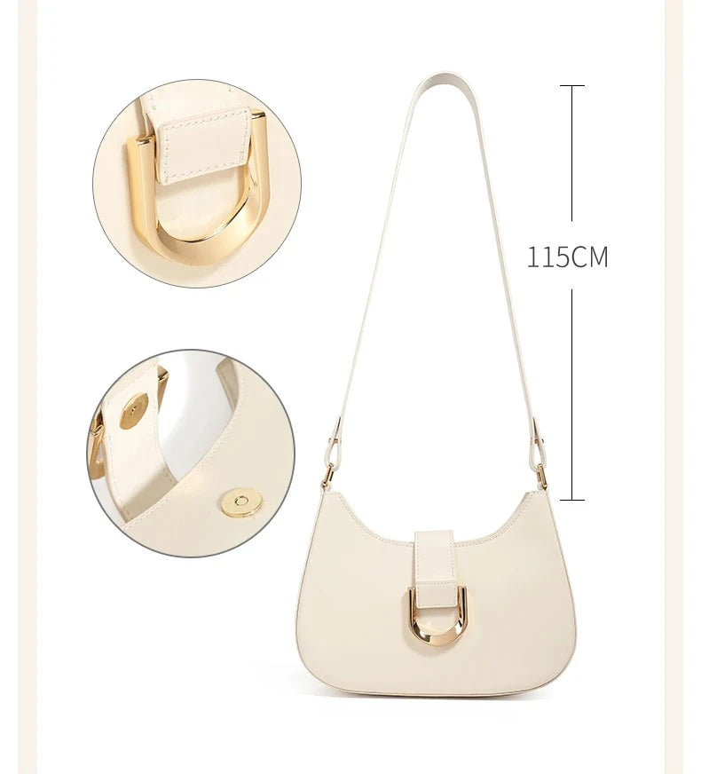 Elegant PU Crescent Shoulder Bags for Women 2025 Luxury Designer Crossbody Purse Underarm Ladies Handbags