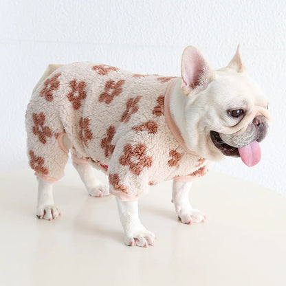 Multi Colors Winter Thick Furry Dog Clothing 4 Legged Fat Dog French Bull Sweatshirts Full Cover Pet Puppy Jumpsuit