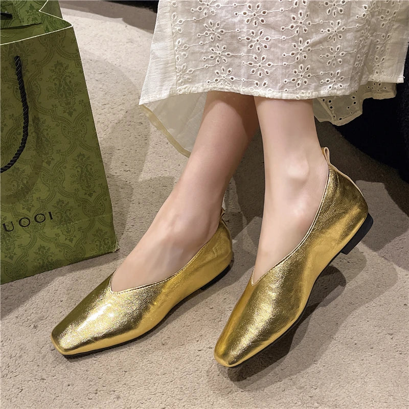 Women's Loafers Genuine Leather Luxury Shoes Heels Pumps Square Toe Elegant Mary Janes Shoes for Height-increasing Insoles