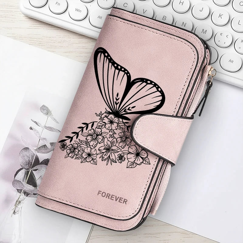 Heart-Shaped Animal Paw Butterfly Print Design Women Wallets Card Coin Wallet for Girls Purse ID Wallets Female Coin Purse Gift
