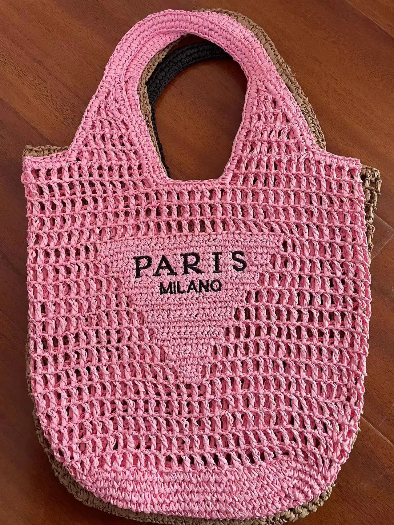 2024 Luxury Design Women Plaited Raffia Straw Bag Large Capacity Casual Tote Handbag Hollow Summer Beach Vacation Shoulder Bag
