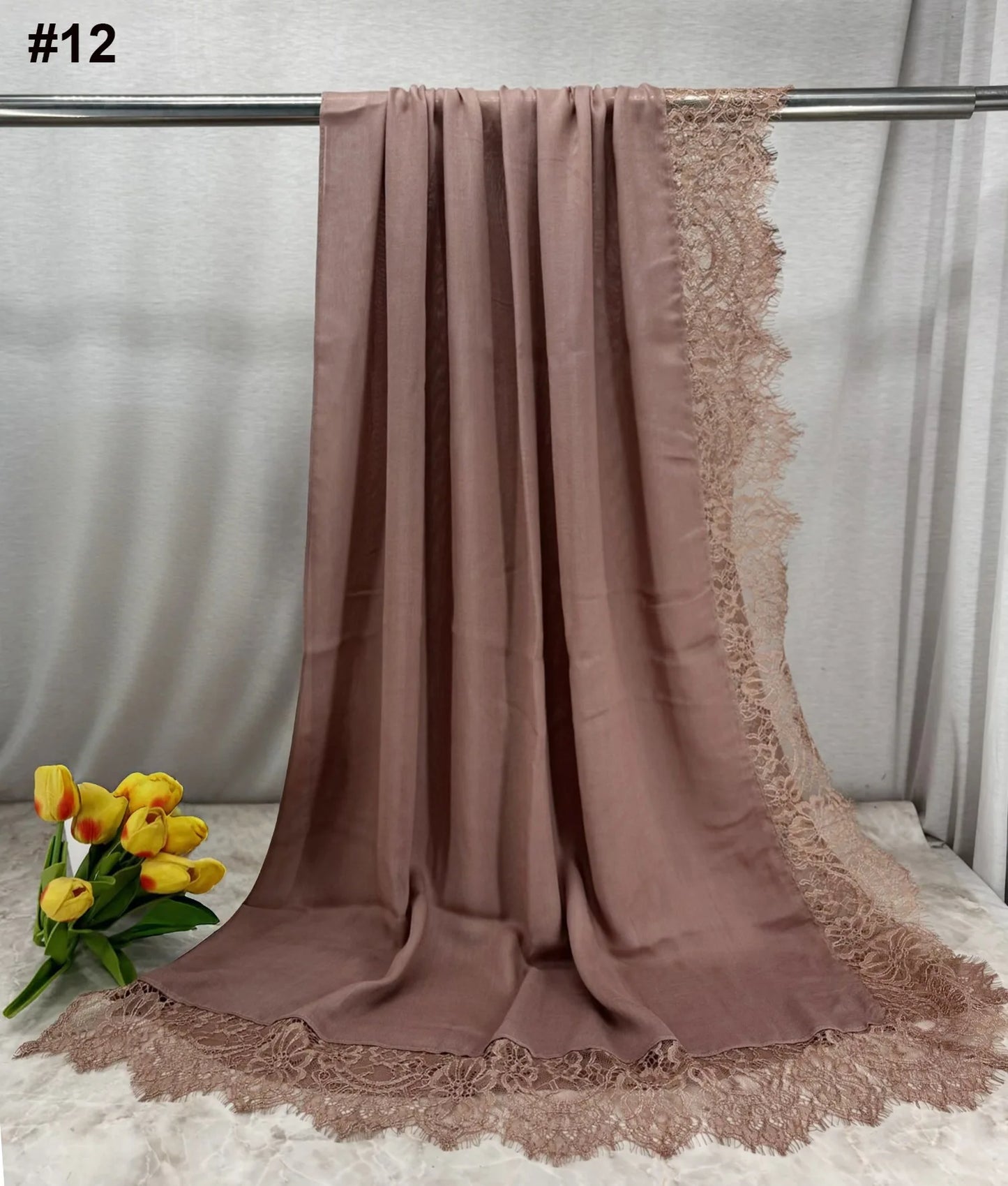 2026 New Rayon Cotton Modal Hijab Scarf Lace Splicing Turban Breathable Women Shawl Cotton Plain Scarf Headscarf Women Hijabs