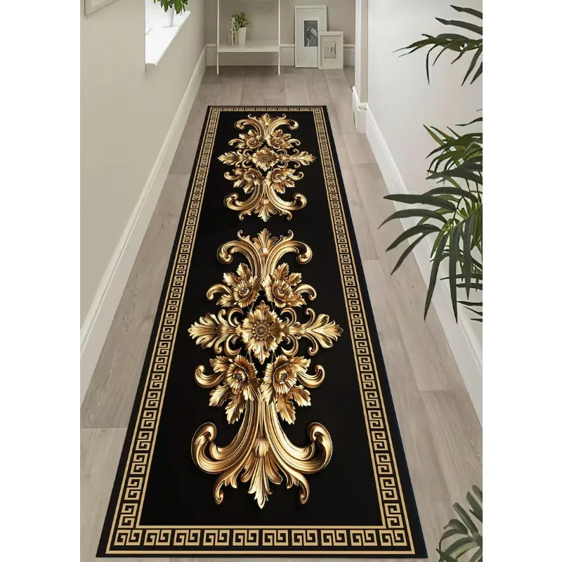 Luxury Golden Pattern Carpet Bedroom Room Bed Blanket Runner Rug Shoes Room Living Room Bedroom Kitchen Rugs Washable Carpet Mat