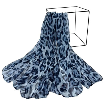 2025 New Vintage Voile Scarf Leopard Print Hijab for Women Lightweight Sunscreen Head Wrap Beach Cover-Up Windproof Travel Scarf