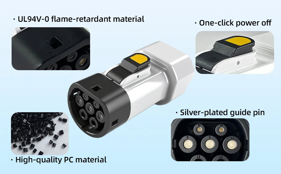 EVqiaoyi Type2 V2L Discharger with Power-Off Button 16A MG BYD Vehicle-to-Load Plug for Brazilian New Energy Vehicles