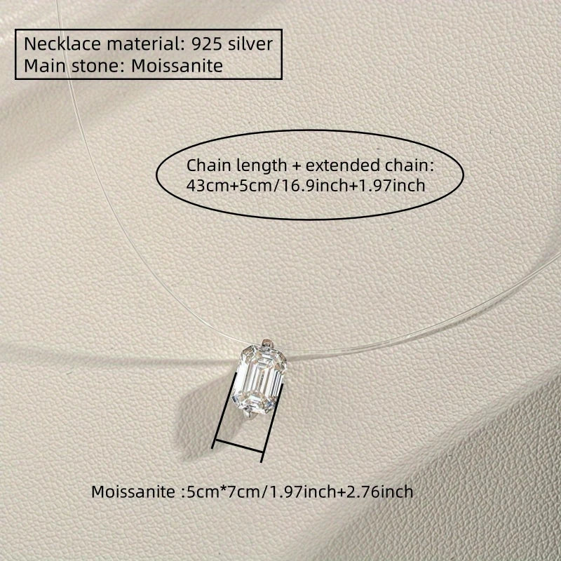A 925 silver 1 carat moissanite classic casual versatile high-quality invisible fishing line star tears clavicle necklace