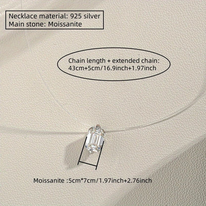A 925 silver 1 carat moissanite classic casual versatile high-quality invisible fishing line star tears clavicle necklace