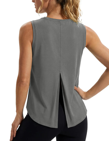 TACVASEN Quick Dry Women's Tank Top UPF 80+ UV Protection Tie Back Sports Vest Moisture Wicking Yoga Fitness Sleeveless T-shirt