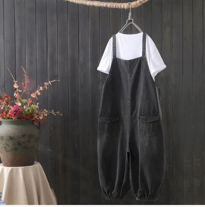 Denim Jumpsuits for Women Oversized Playsuit Denim Pants Loose High Waist Trousers Overalls for Women Clothes One-pieces XT1586
