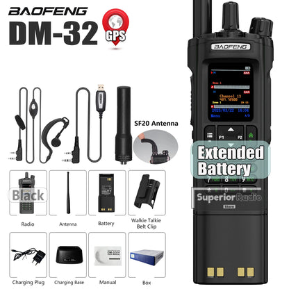 Baofeng DM-32 DMR Digital Walkie Talkie Upgraded Extended Battery High Capacity GPS APRS Dual Mode Analog Dual Time Slot  AM FM