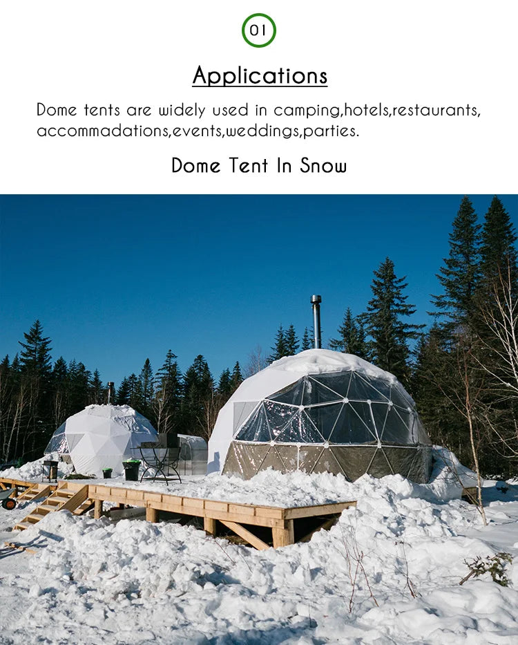 Luxury PVC Geodesic Dome Tent for Outdoor Glamping for Families on Vacation Events Camping in Iceberg Surroundings