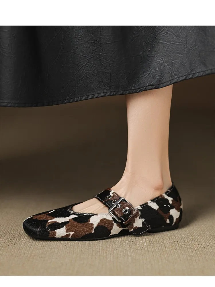 DIMANYU Flat Shoes Women’s 2026 New Buckle Mary Jane Female Shoes Genuine Leather Large Size Ballet Women Loafers