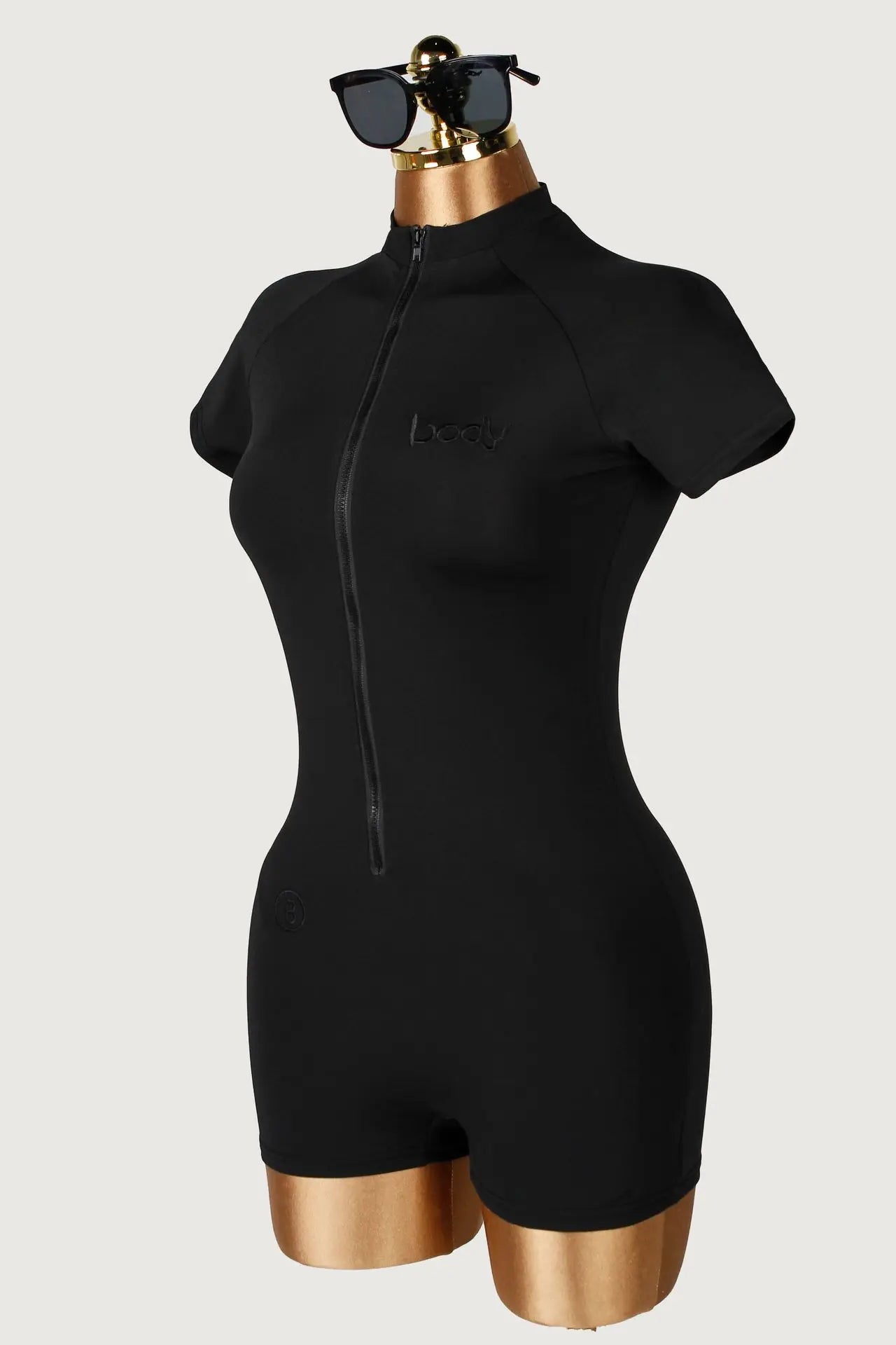 STYLISH LADY Embroidery Yoga Workout Bodysuit 2026 Summer Women High Stretch Zip Front Short Sleeve Sports One Piece Romper