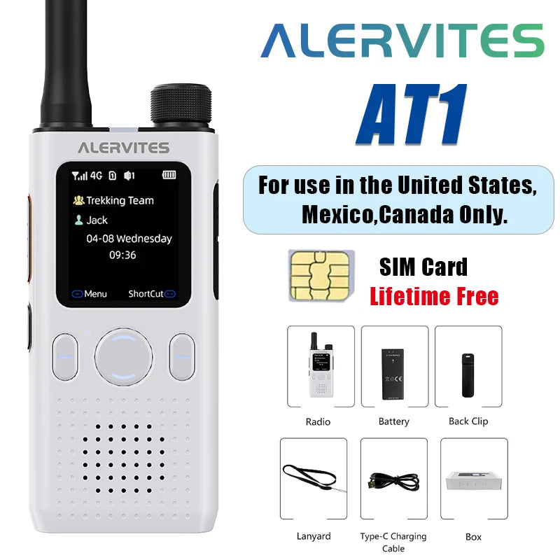ALERVITES PoC AT1 Global Mini Walkie Talkie Baofeng Radio 4G APP Setting Type-C Charging Ultra-light Thin Single Call Nationwide
