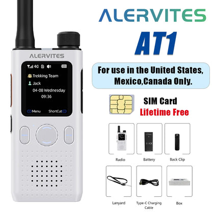 ALERVITES PoC AT1 Global Mini Walkie Talkie Baofeng Radio 4G APP Setting Type-C Charging Ultra-light Thin Single Call Nationwide