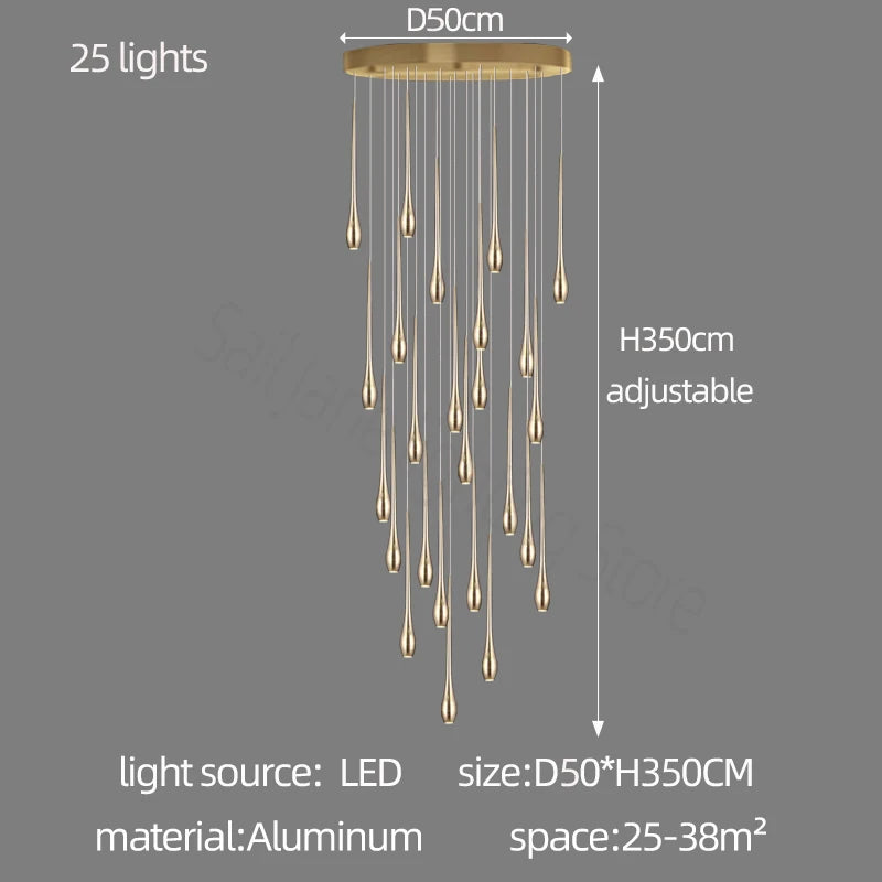 Minimalist LED Chandelier Luxurious Modern Living Room Lighting Duplex Attic Home Decoration Dining Room Staircase Pendant Light