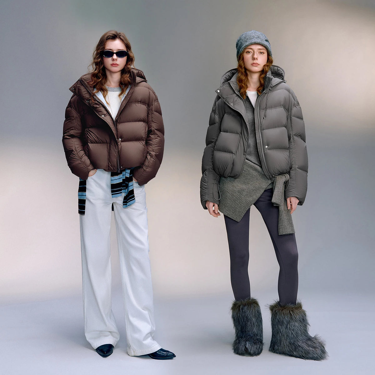 TOYOUTH Women Down Jackets 2025 Winter New Ultra-soft Cicada Wing Puff Hooded 90% Down High Loft Bread Coat