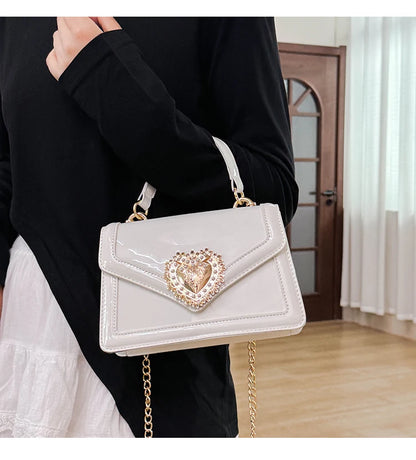 Light Luxury Burgundy Handbags for Women Trendy Versatile Buckle Flip Shoulder Bags Female Casual Commuting Chain Crossbody Bag