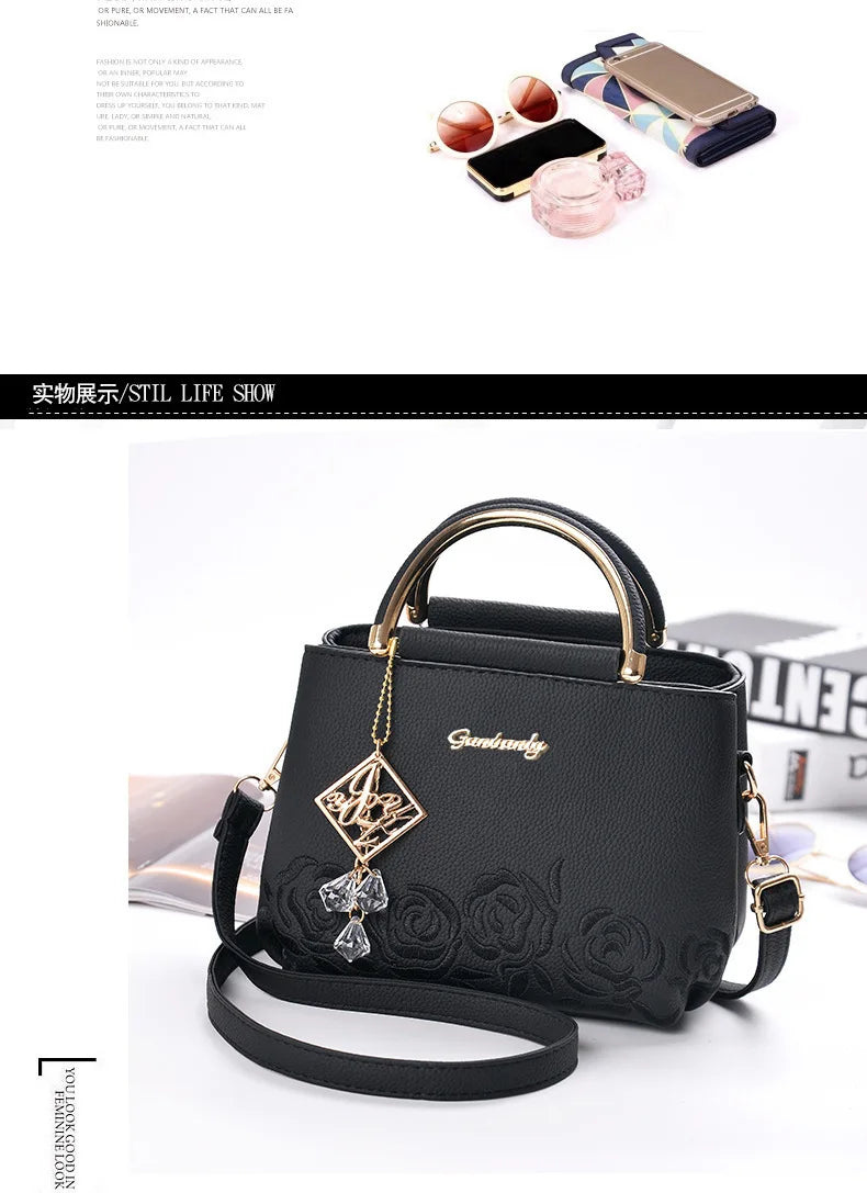 Fashion Brand Women's Bags New Embroidered Handbag Exquisite Ladies Shopping Crossbody Shoulder Bag Tote Bag Small Square Bag