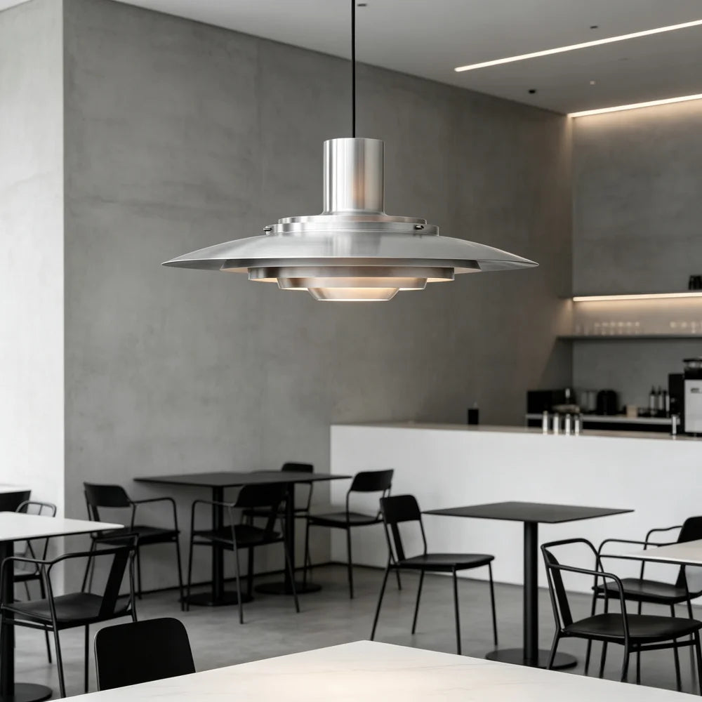 UFO shape Pendant Light Silver Aluminum Multi-level Chandelier Creative Dining Table Bar Desk Lamp Home Decorative Lights