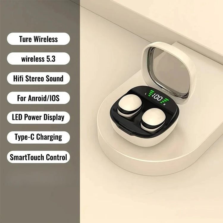 Mini 5.3 Wireless Bluetooth Headset Small Earbuds Sleep Work Sports Invisible Headphones HD HIFI Bass Sound Quality Earphones