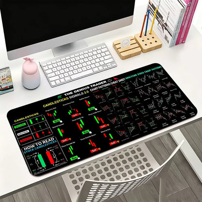 Virtual Currency BTC Stock Trading Chart Cheat Sheet Mouse Pad For Office Gaming And Keyboards Non-Slip Large Waterproof