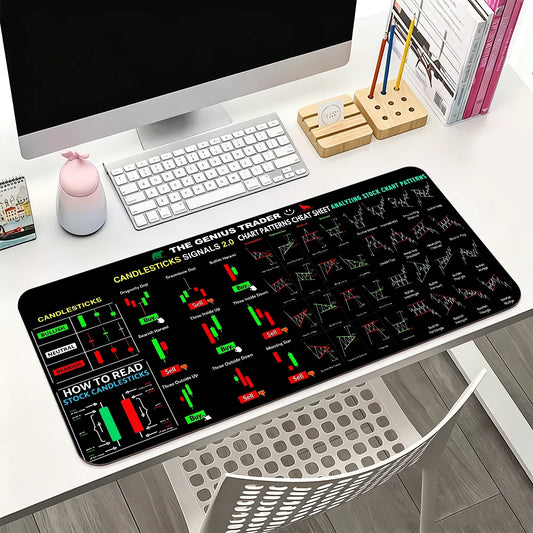 Virtual Currency BTC Stock Trading Chart Cheat Sheet Mouse Pad For Office Gaming And Keyboards Non-Slip Large Waterproof