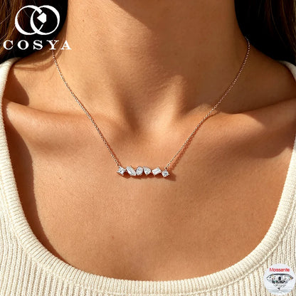 COSYA 1.6cttw Moissanite Necklace For Women S925 Silver Plated 18K Gold Pear/Oval Muti Cut D Color Lab Diamond Fine Jewelry Gift
