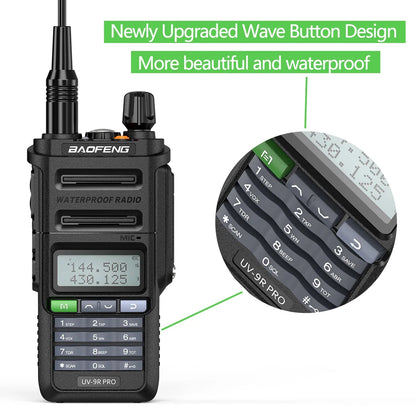 Baofeng UV 9R Pro V2 IP68 Waterproof Walkie Talkie Tri-Power Type-C Charger Dual Band Transceiver Ham Two Way Radio Marine Radio