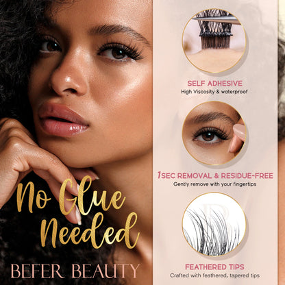Befer Self-Adhesive Lash Clusters No-Glue Manga Eyelashes 120 Pcs Clusters Lashes Natural Makeup Fluffy False Eyelashes Supplier