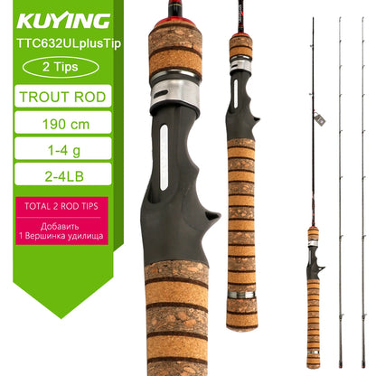 KUYING TETON Spinning Casting Rod For Fishing Lure Rods BFS Pole Carbon 0.8-8g 1-8lb FUJI Parts Baitcaster