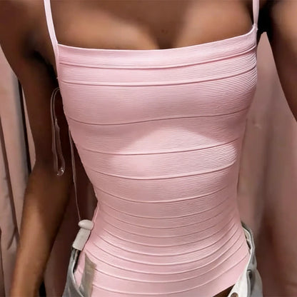 Sexy Women's Knit Ribbed Sling Tops Slim Sleeveless Backless Female Cropped Vest 2026 Spring Summer Lady Beach All-match Corset