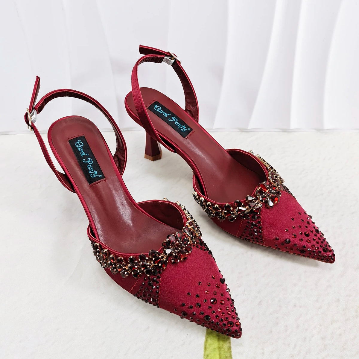 QueenaYan Slip-on High Heels and Matching Small Bag Nigeria Fashionable Party Pointed Shoes with Bag or A Pair of Work Shoes