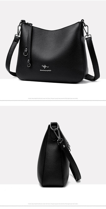 Women's Luxury Designer Top-Handle Bags Soft Leather Handbag Ladies Solid Color Shoulder Crossbody Bag Messenger Commuting Sac
