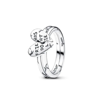 European New 925 Silver Heart-Shaped,Floral,Square Ring Suitable for Exquisite High-Quality Jewelry for Women at Wedding Parties