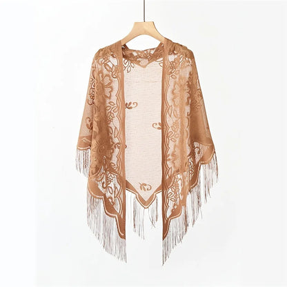 New Embroidery Lace Scarf Shawl Floral Triangular Veil Shawl For Women Party Scarf Wedding Poncho Stoles Ladies Headband Wraps