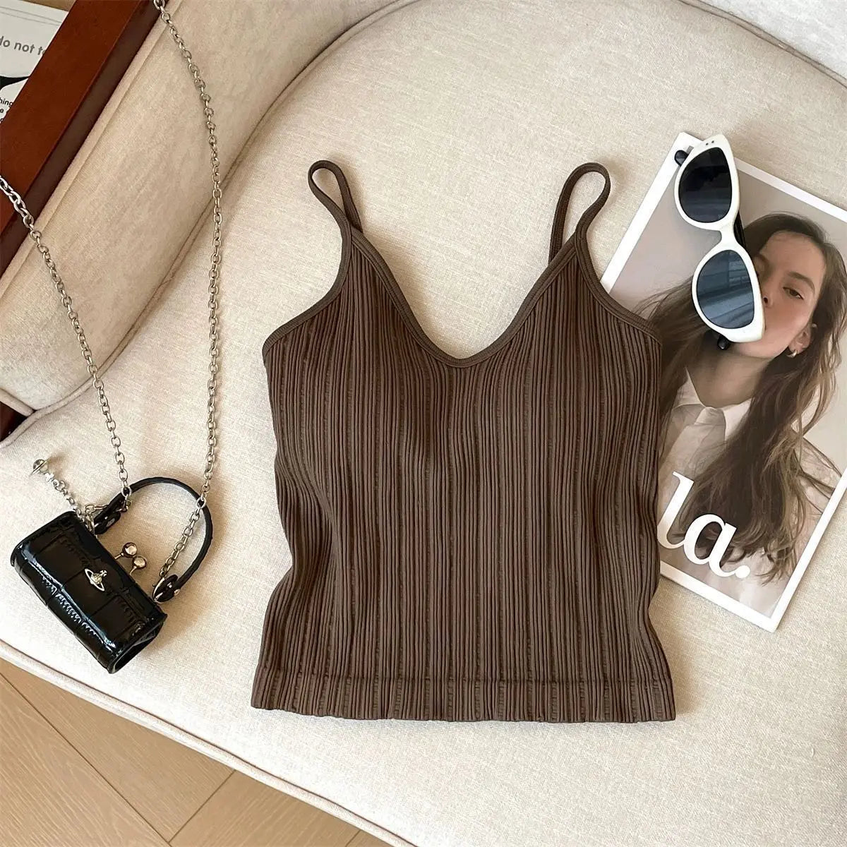 Fashion V Neck Sleeveless Summer Knit Tank Top White Women Black Casual Basic T Shirt Off Shoulder Camis Sexy Backless Crop Tops