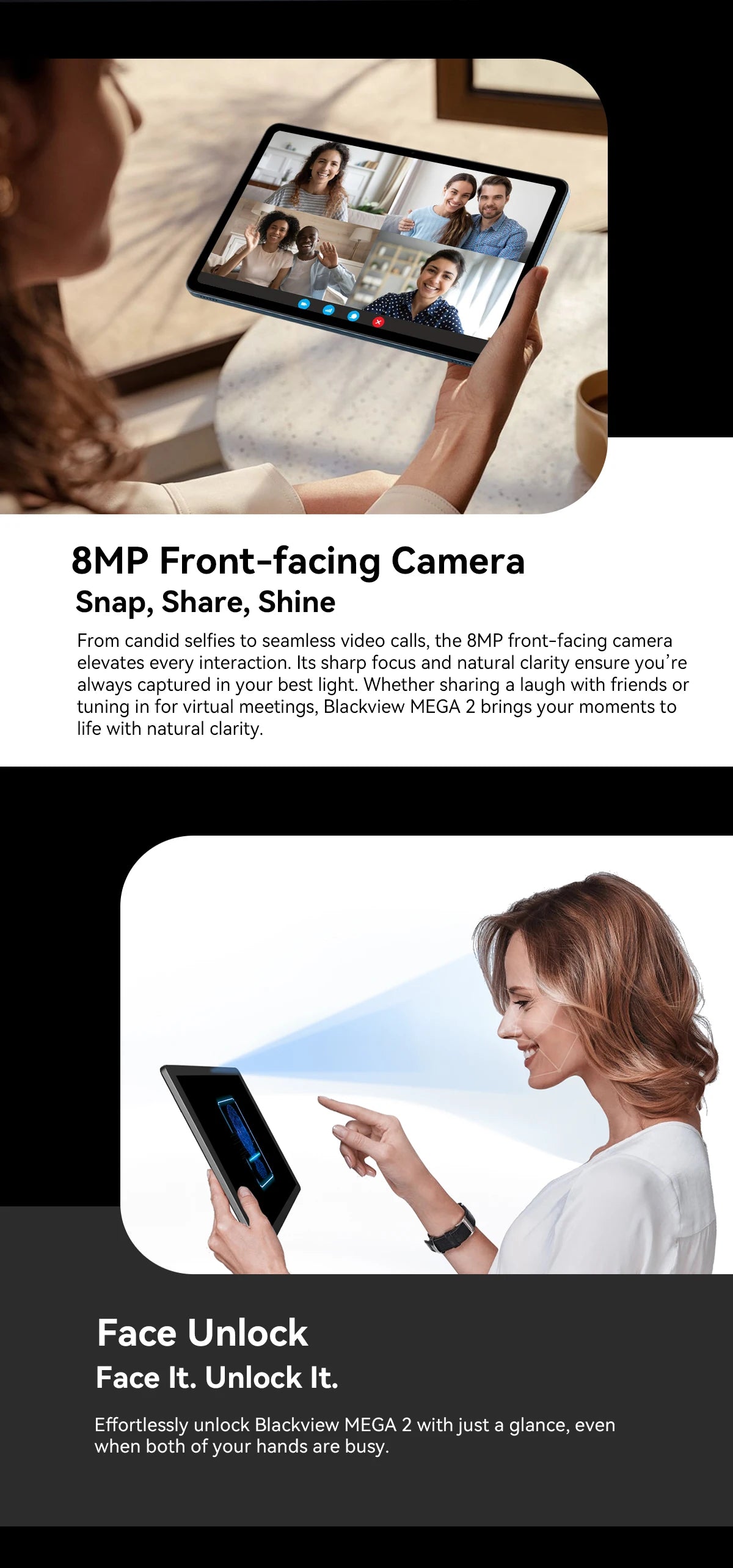 Blackview MEGA 2 Tablet PC Set With Keyboard, Mouse, Stylus, 12'' 2K Display 12GB+24GB RAM 256GB ROM, Android 15 Tablet, 9000mAh