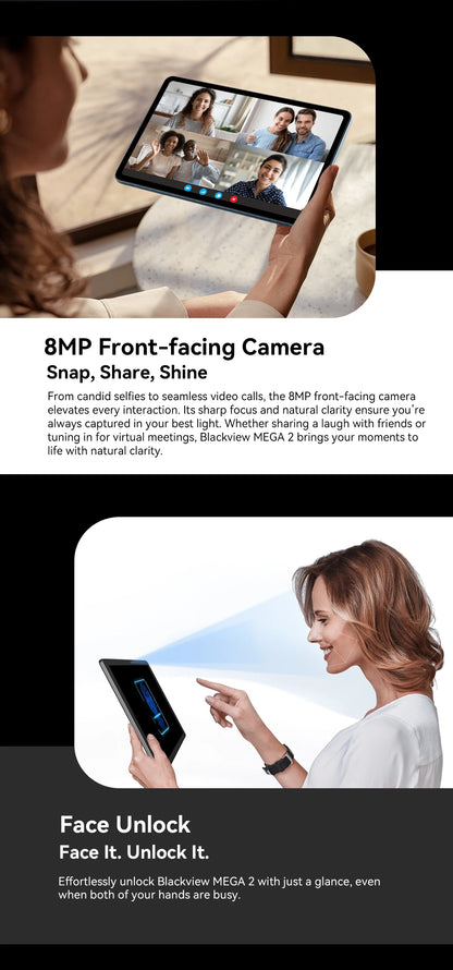 Blackview MEGA 2 Tablet PC Set With Keyboard, Mouse, Stylus, 12'' 2K Display 12GB+24GB RAM 256GB ROM, Android 15 Tablet, 9000mAh