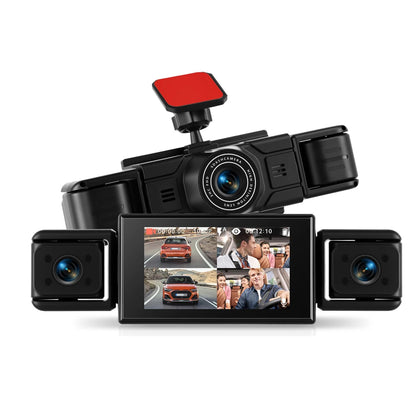 Podofo Dashcam for Cars 4 Channel Black Box WiFi Driving Camera 1080P Car Dash Cam with Four High-Definition Cameras, Including 480P Left Interior, Right Interior, and Rear Cameras  Loop Recording, 360 Degree Protection Car D