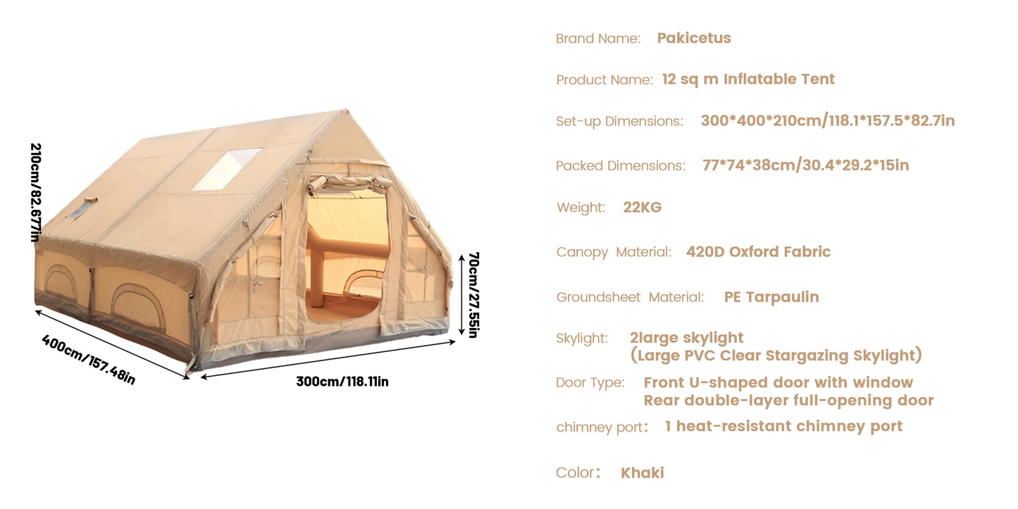 PAKICETUS Inflatable camping tent 4-8 people with windows portable water-resistant camping tent  Four season tents
