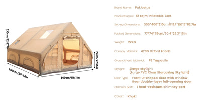PAKICETUS Inflatable camping tent 4-8 people with windows portable water-resistant camping tent  Four season tents