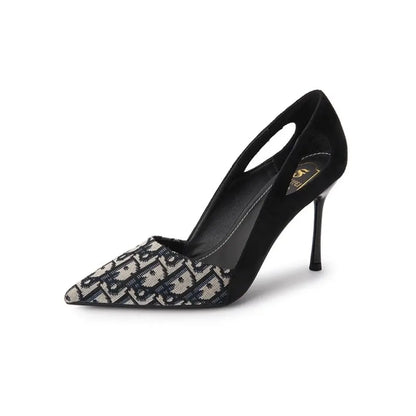 Embroidered Sandals Women Fashion Pointed Heeled 2025 Summer Luxury Heeled High Heels Women Shoes Shallow Casual High Sandals