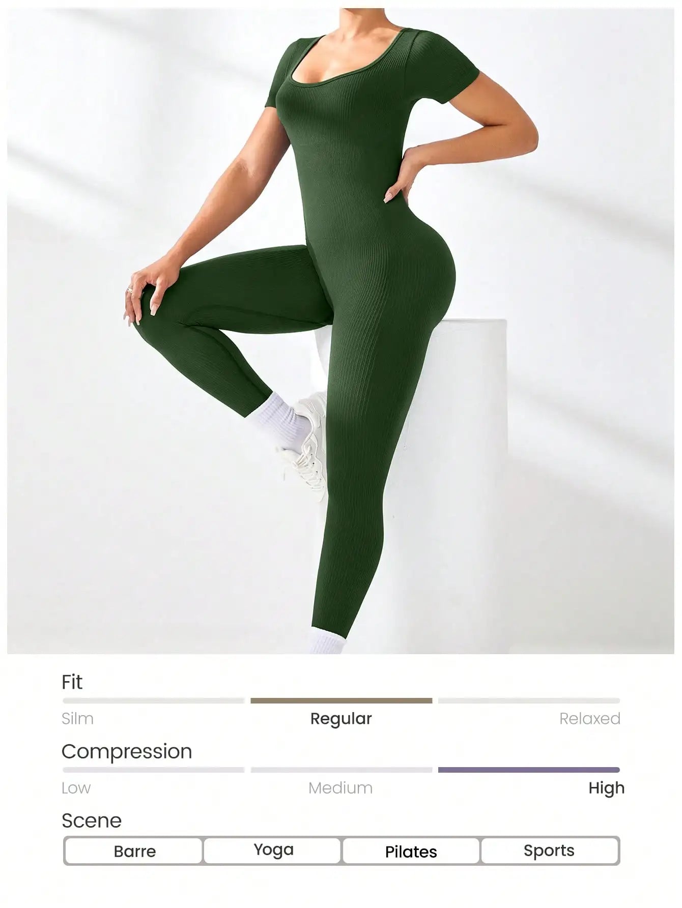 Women's Slimming Sexy Yoga Sports Jumpsuit Spring Summer Threaded Square Collar Lifting Buttocks Design Comfortable Active Wear
