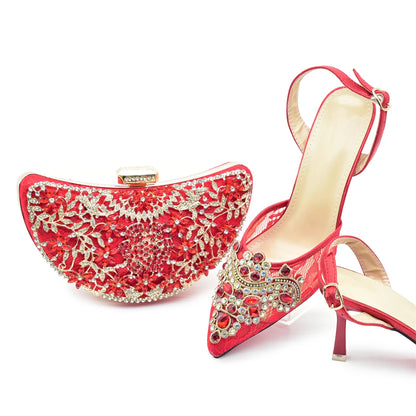 Italian Shoe and Bag Set for Party In Women Shoes for Women 2025 Designer Luxury Hollow Design Trendy Party Ladies Shoes and Bag
