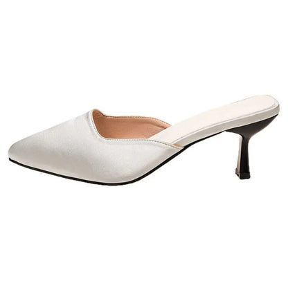 New Luxury Pointed Toe Women Mules Slipper FashionLadies Elegant  Sandal Square Low Heel Slip on Slides Shoes