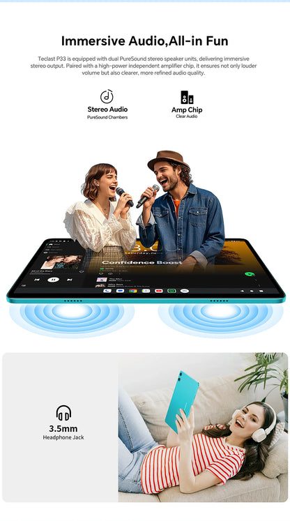 Teclast P33Case 10.1" Tablet Android 15 9GB(3+6GB) RAM 64GB ROM Allwinner A333 P33 Case/Keyboard/Mouse/Stylus/Headphone 6000mAh