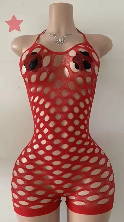 FAGADOER Sexy Hollow-out Rhinestone Patchwork Bodycon Rompers Woman Halter Sleeveless Backless Jumpsuits Female Party Clubwear