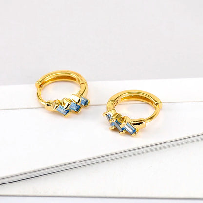 925 Sterling Silver Needle Light Blue Zircon Stud Earrings for Women Fashion Blue Enamel Pendant Earrings Luxury Jewelry Gifts