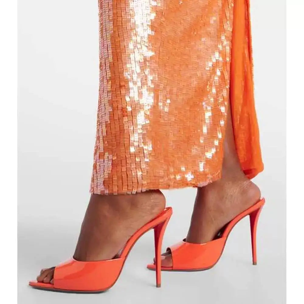 Summer New Women's Pointed Open Toothed Slim Fit High-heeled Slippers, Outdoor Sexy Sandals, Fashionable High-heeled Slippers